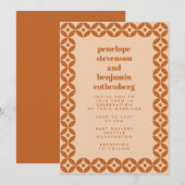 Bruin en Tan Mid Mod Geometric Chic Wedding Kaart (Voorkant / Achterkant)