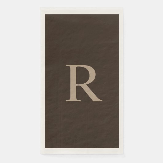 Bruin en Tan Monogrammed Paper Guest Towel Servet (Voorkant)