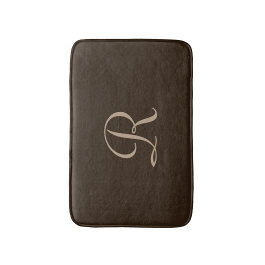 Bruin en Tan Monogrammed Pluche Badmat (Voorkant Verticaal)