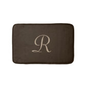 Bruin en Tan Monogrammed Pluche Badmat (Voorkant)