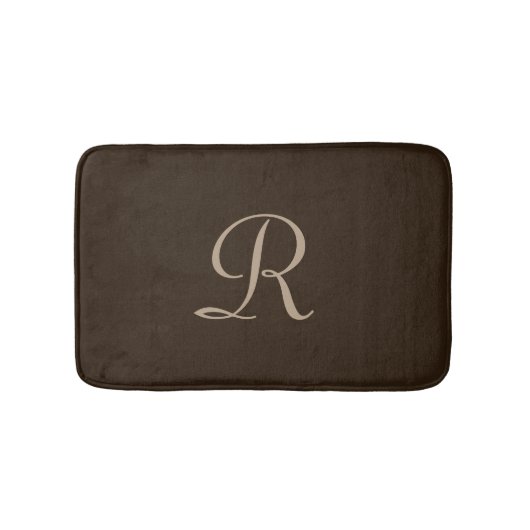 Bruin en Tan Monogrammed Pluche Badmat (Voorkant)