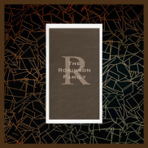 Bruin en Tan Naam Monogrammed Papier Gastendoek