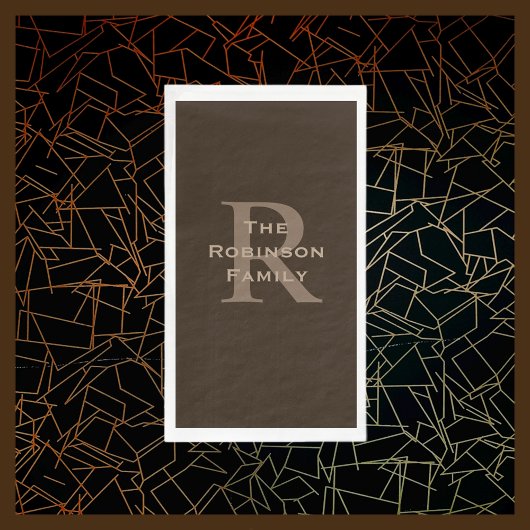 Bruin en Tan Naam Monogrammed Papier Gastendoek Servet
