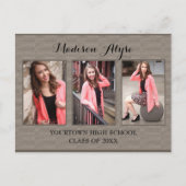 Bruin en Tan Three Photo Afstuderen Briefkaart (Voorkant)