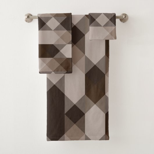 bruin en taupe geometrisch bad handdoek (Insitu)