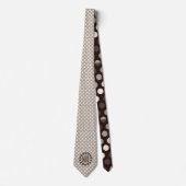 Bruin en Taupe Polka Dot met Monogram Stropdas (Voorkant)