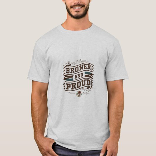 "Bruin en Trots Mexicaanse Eagle Banner T-Shirt" T-shirt (Voorkant)