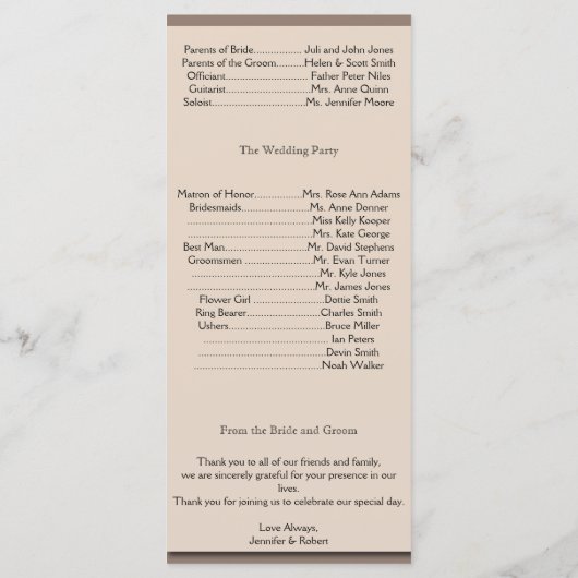 Bruin en Turquoise Band Starfish Wedding Program Programmakaart (Achterkant)