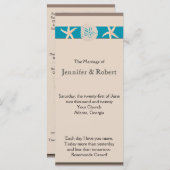 Bruin en Turquoise Band Starfish Wedding Program Programmakaart (Voorkant / Achterkant)