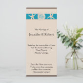 Bruin en Turquoise Band Starfish Wedding Program Programmakaart (Staand voorkant)