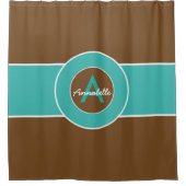 Bruin en Turquoise Douchegordijn (Voorkant)