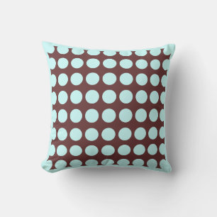 bruin en turquoise moderne kussen polka stip