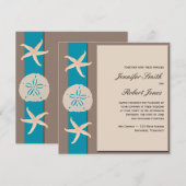 Bruin en Turquoise Starfish Wedding Invitation Kaart (Voorkant / Achterkant)