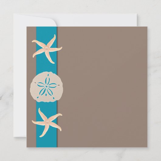 Bruin en Turquoise Starfish Wedding Invitation Kaart (Achterkant)