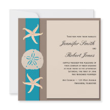 Bruin en Turquoise Starfish Wedding Invitation