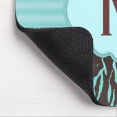 Bruin- en Turquoise Zebra Stripes Monogram Mousepa Muismat (Hoek)