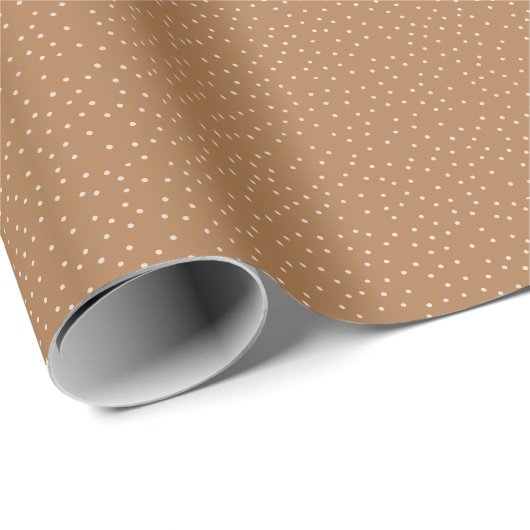 Bruin en Warm Wit Polka Dot Desaturated Tiny Cadeaupapier (Rol Hoek)