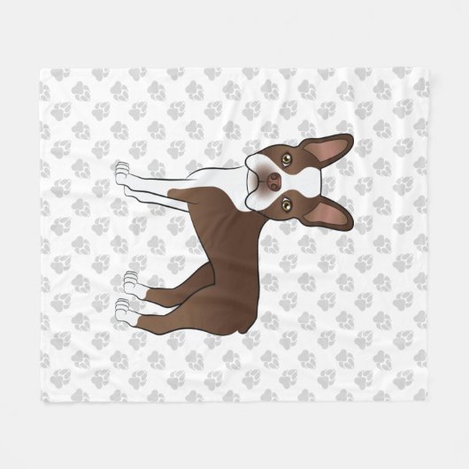 Bruin en White Boston Terrier Cartoon Dog & Paws Fleece Deken (Voorkant (Horizontaal))