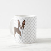 Bruin en White Boston Terrier Cartoon Dog & Paws Koffiemok (Voorkant links)