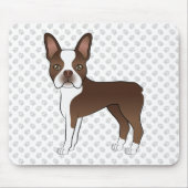 Bruin en White Boston Terrier Cartoon Dog & Paws Muismat (Voorkant)