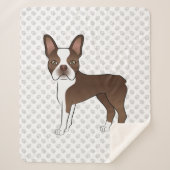 Bruin en White Boston Terrier Cartoon Dog & Paws Sherpa Deken (Voorkant)