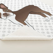Bruin en White Boston Terrier Cartoon Dog & Paws Sherpa Deken (3/4)