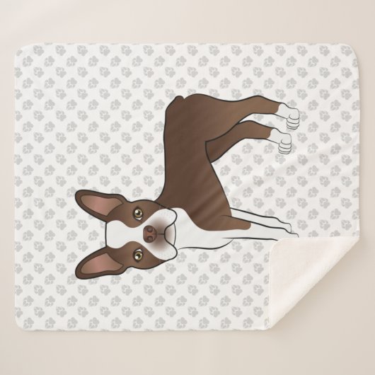Bruin en White Boston Terrier Cartoon Dog & Paws Sherpa Deken (Voorkant (horizontaal))