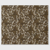Bruin en White Damask Cadeaupapier (Vlak)