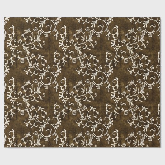 Bruin en White Damask Cadeaupapier (Vlak)