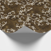 Bruin en White Damask Cadeaupapier (Hoek)
