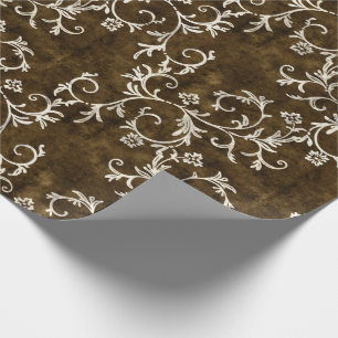 Bruin en White Damask Cadeaupapier