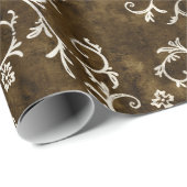 Bruin en White Damask Cadeaupapier (Rol Hoek)