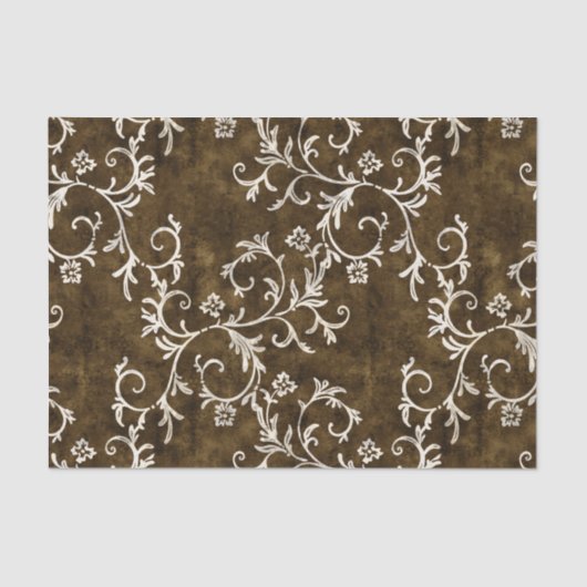 Bruin en White Damask Tissuepapier (Voorkant)