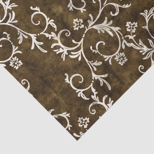 Bruin en White Damask Tissuepapier (Detail)