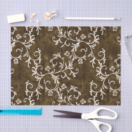 Bruin en White Damask Tissuepapier (Craft)