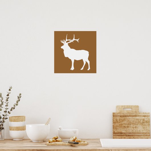 Bruin en White Elk Poster (Keuken)