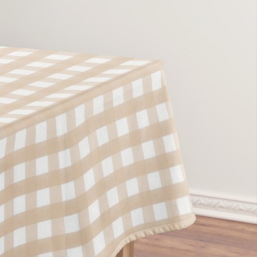 Bruin en White Gingham Thanksgiving Tablecloth Tafelkleed (Voorbeeld)