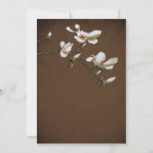 Bruin en White Magnolia Wedding Invitation Kaart (Achterkant)