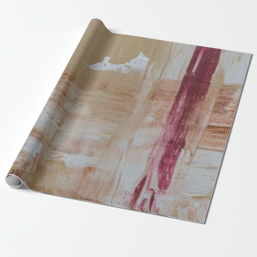 Bruin en wit abstract schilderij cadeaupapier (Uitgerold)