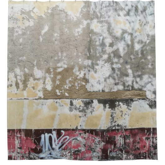 Bruin en wit abstract schilderij douchegordijn (Voorkant)