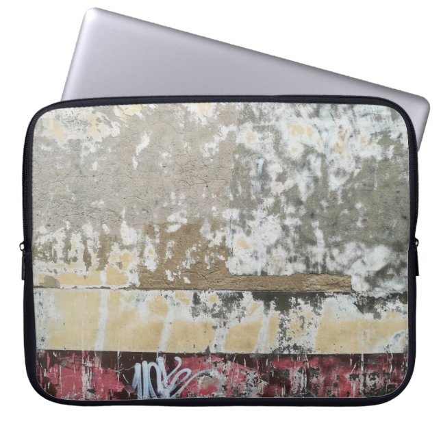 Bruin en wit abstract schilderij laptop sleeve (Voorkant)