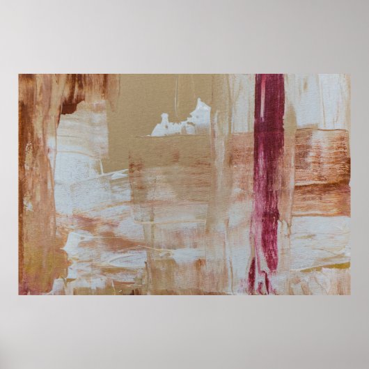 Bruin en wit abstract schilderij poster (Voorkant)