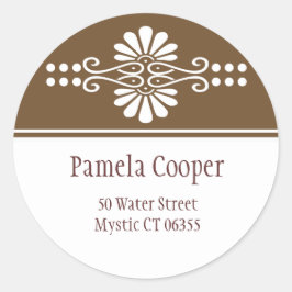 Bruin en wit adreslabel Stickers