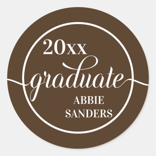 Bruin en wit Afstuderen en Jaar Sticker (Voorkant)