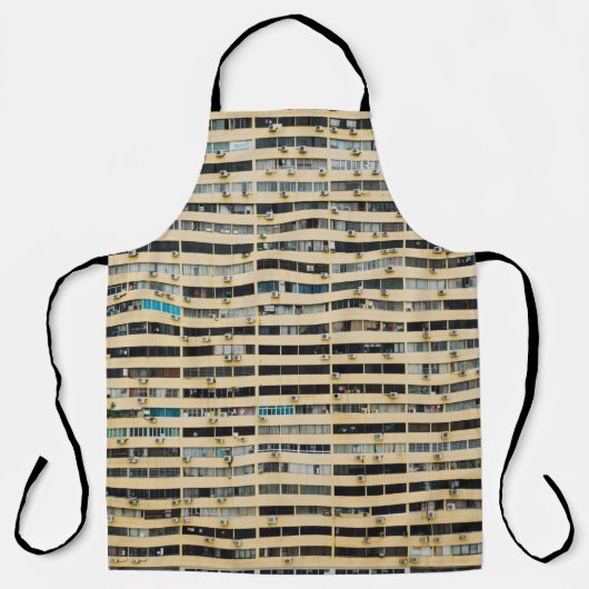 Bruin en wit betongebouw schort (Voorkant)
