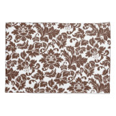 Bruin en wit  bloemdamast kussensloop (Achterkant)