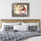 Bruin en Wit Bloemen Fotosjabloon Afbeelding Canvas Afdruk (Insitu (Slaapkamer))