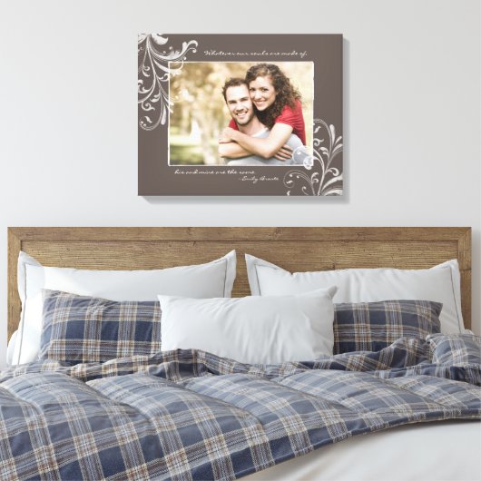 Bruin en Wit Bloemen Fotosjabloon Afbeelding Canvas Afdruk (Insitu (Slaapkamer))