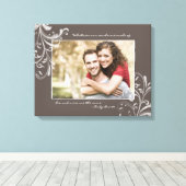 Bruin en Wit Bloemen Fotosjabloon Afbeelding Canvas Afdruk (Insitu (Houten vloer))