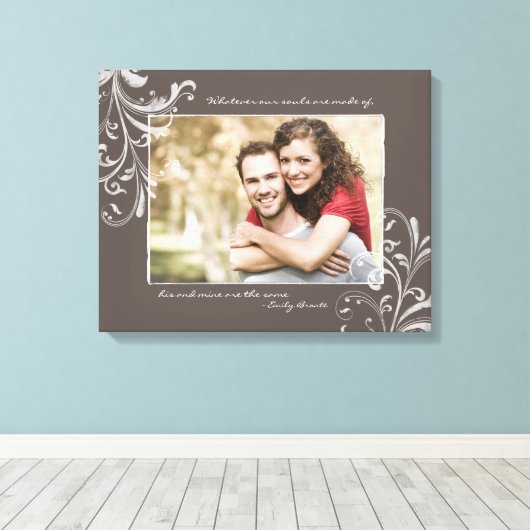 Bruin en Wit Bloemen Fotosjabloon Afbeelding Canvas Afdruk (Insitu (Houten vloer))